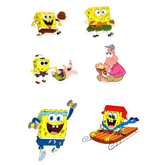 SpongeBob SquarePants 6pc Vinyl Stickers Lot Cartoon Water Bottle Laptop Decals - Picture 1 of 4
